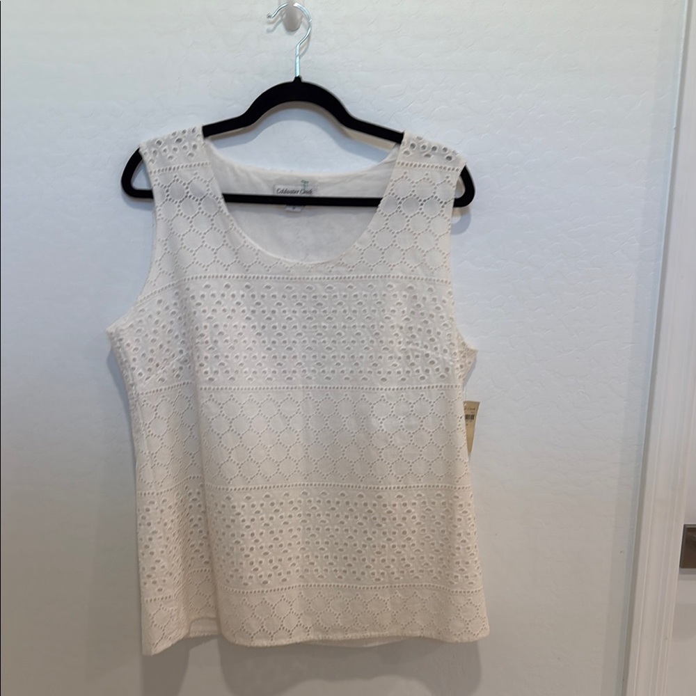 Coldwater Creek Boxy Cream Sleeveless Tank Top